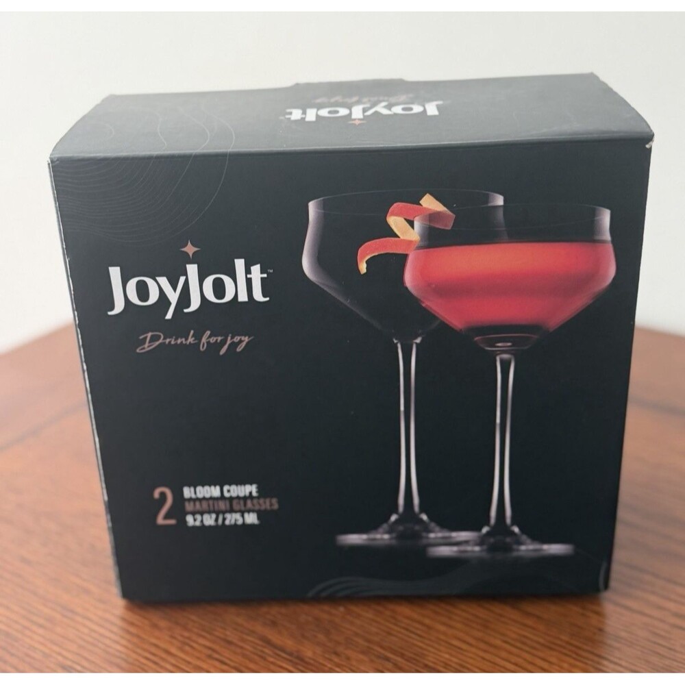 JoyJolt Bloom Coupe Martini Glasses 9.2oz NIB Set of 2
